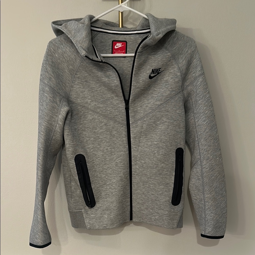 Youth L Nike Tech Heather Gray Full-Zip Hoodie